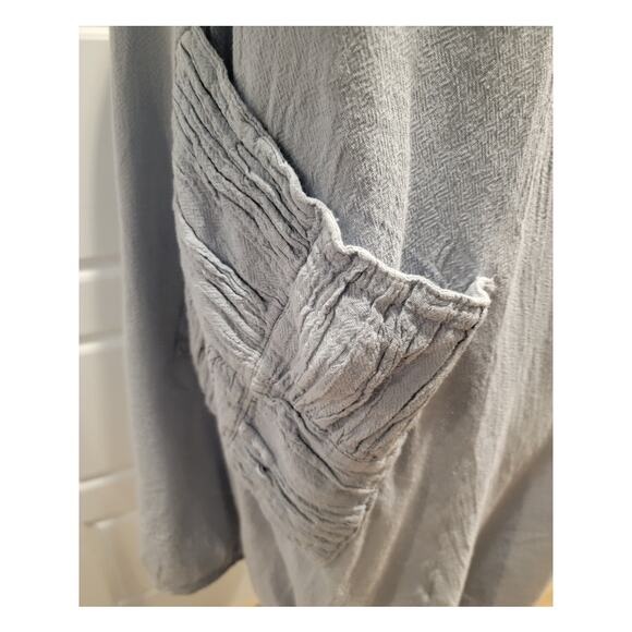 Oh My Gauze‎ Tunic Lagenlook Top Women's Sleeveless Crinkle Lightweight Lt Blue - Picture 5 of 13